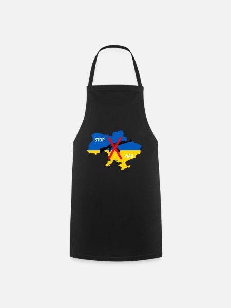 Support Ukraine, Ukraine - stop the war - Cooking Apron - black