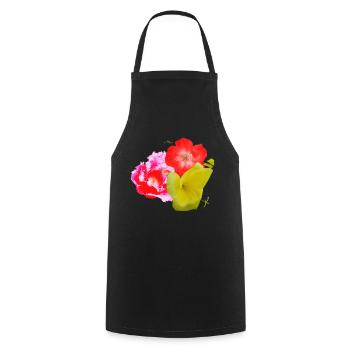 Flowers - Cooking Apron - black - Front - AI Model Male 185 dark (185cm)