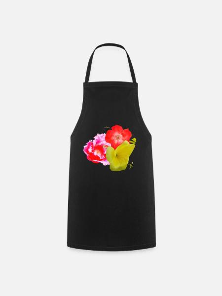 Blumen - Kochschürze - Schwarz