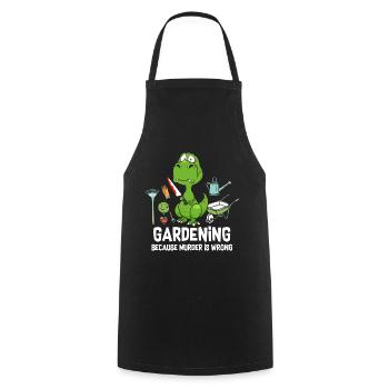 Jardiner parce que le meurtre est mal Dino Knife - Tablier de cuisine - noir - Devant - AI Model Male 185 dark (185cm)
