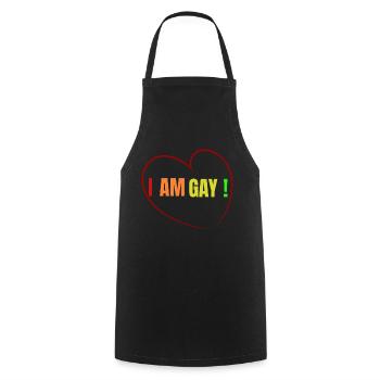 I AM GAY ! - Kochschürze - Schwarz - Vorne - AI Model Male 185 dark (185cm)