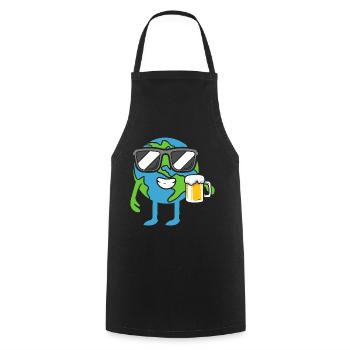 Earth drinks beer beer mug Earth Day - Cooking Apron - black - Front - AI Model Male 185 dark (185cm)