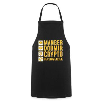 Manger, dormir, crypto, recommencer | Crypto - Tablier de cuisine - noir - Devant - AI Model Male 185 dark (185cm)