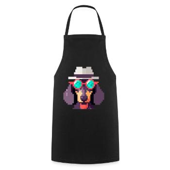 Dackel Hipster Pixel Art Hundeliebhaber - Kochschürze - Schwarz - Vorne - AI Model Male 185 dark (185cm)