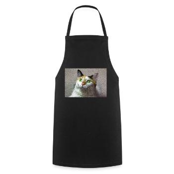 the cat with the sweet look - Cooking Apron - black - Front - AI Model Male 185 dark (185cm)