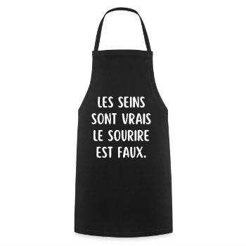 les seins sont vrais le sourire est faux - Tablier de cuisine - noir - Devant - AI Model Male 185 dark (185cm)