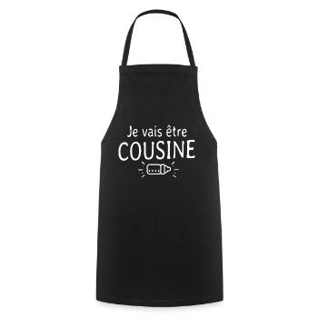 Je vais être cousine / future cousine - Tablier de cuisine - noir - Devant - AI Model Male 185 dark (185cm)