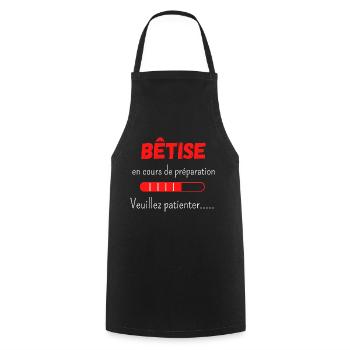 Bêtise en cours de préparation veuillez patienter - Tablier de cuisine - noir - Devant - AI Model Male 185 dark (185cm)