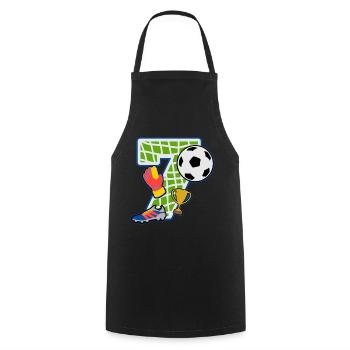 Fußball 7. Geburtstagsparty Nummer 7 - 7 Jahre - Kochschürze - Schwarz - Vorne - AI Model Male 185 dark (185cm)
