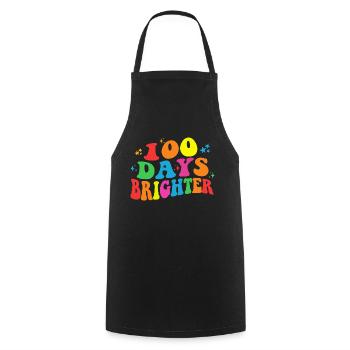 100 days brighter - 100th Day Of School Gift - Cooking Apron - black - Front - AI Model Male 185 dark (185cm)