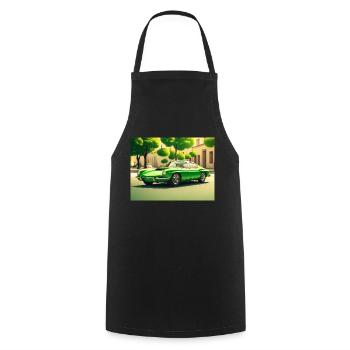 Sports car 80s green - Cooking Apron - black - Front - AI Model Male 185 dark (185cm)