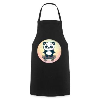 Skateboard panda in sunset - Cooking Apron - black - Front - AI Model Male 185 dark (185cm)