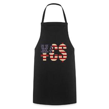 ¥€$ money US flag - Cooking Apron - black - Front - AI Model Male 185 dark (185cm)