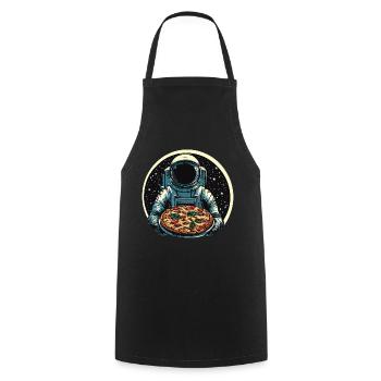 Astronaut with salami pizza space design - Cooking Apron - black - Front - AI Model Male 185 dark (185cm)