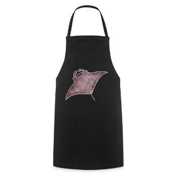 "Manta", Boho Line Art Design, Serie "Ocean" - Kochschürze - Schwarz - Vorne - AI Model Male 185 dark (185cm)