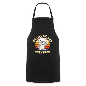 Cat Best Cat Dad Ever Cat Daddy Drôle de dicton - Tablier de cuisine - noir - Devant - AI Model Male 185 dark (185cm)
