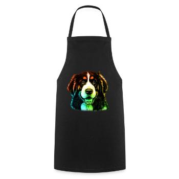 Bernadiner Hund - Kochschürze - Schwarz - Vorne - AI Model Male 185 dark (185cm)