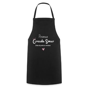 Promue grande soeur en octobre - annonce grossesse - Tablier de cuisine - noir - Devant - AI Model Male 185 dark (185cm)