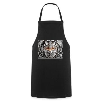 Fox zen art, zentangle, ZIA, zendoodle - Cooking Apron - black - Front - AI Model Male 185 dark (185cm)