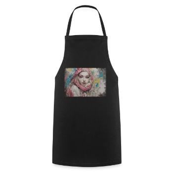 Jolie jeune fille colorée - Tablier de cuisine - noir - Devant - AI Model Male 185 dark (185cm)