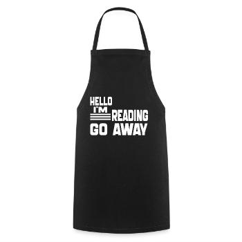 Hello i'm Reading Go Away Funny Reading Book 2024 - Cooking Apron - black - Front - AI Model Male 185 dark (185cm)