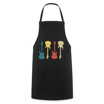 guitare rétro vintage - Tablier de cuisine - noir - Devant - AI Model Male 185 dark (185cm)