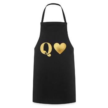 Buchstabe q goldenes Herz - Kochschürze - Schwarz - Vorne - AI Model Male 185 dark (185cm)