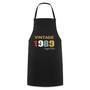 Original parts 1989 - 35th Anniversary Gift - Cooking Apron - black - Front - AI Model Male 185 dark (185cm)