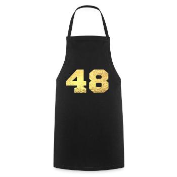 Number 48 Gold Glitter - 48th Anniversary - Cooking Apron - black - Front - AI Model Male 185 dark (185cm)