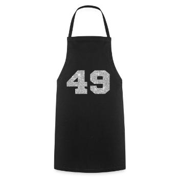 Number 49 Silver Glitter - 49th Anniversary - Cooking Apron - black - Front - AI Model Male 185 dark (185cm)