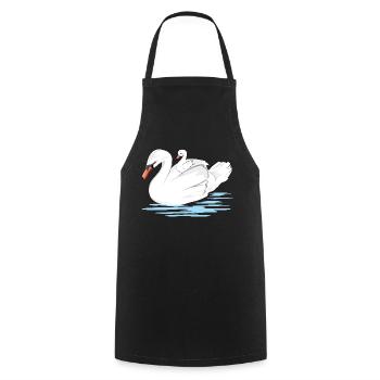 Une maman cygne blanc et son bébé - Tablier de cuisine - noir - Devant - AI Model Male 185 dark (185cm)
