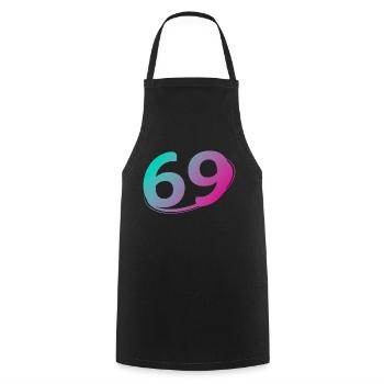 Numéro 69 multicolore - Tablier de cuisine - noir - Devant - AI Model Male 185 dark (185cm)