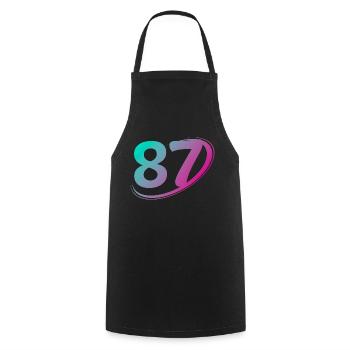 Number 87 multicolor - Cooking Apron - black - Front - AI Model Male 185 dark (185cm)