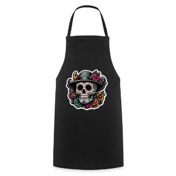 Los muertos Halloween day of the dead COLOR - Cooking Apron - black - Front - AI Model Male 185 dark (185cm)