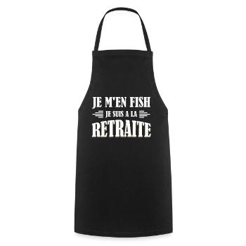 Je M'en Fish, Je suis A La Retraite - Tablier de cuisine - noir - Devant - AI Model Male 185 dark (185cm)