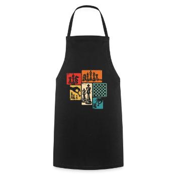 Pièces d’échecs Pièces d’échecs Échiquier Joueur d’échecs - Tablier de cuisine - noir - Devant - AI Model Male 185 dark (185cm)