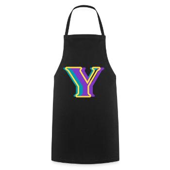 Multicolored letter y - Cooking Apron - black - Front - AI Model Male 185 dark (185cm)
