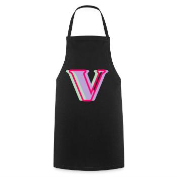 Lettre V multicolore - Tablier de cuisine - noir - Devant - AI Model Male 185 dark (185cm)