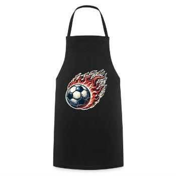 Soccer Flames Ball - Cooking Apron - black - Front - AI Model Male 185 dark (185cm)