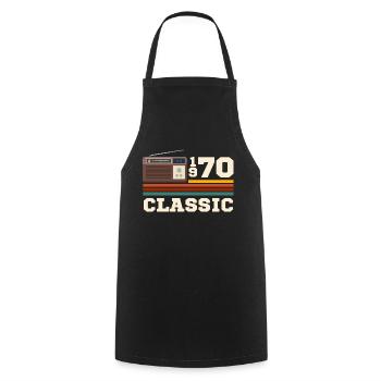 Anniversary 1970 retro classic - Cooking Apron - black - Front - AI Model Male 185 dark (185cm)