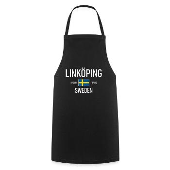 Linköping - Sweden - Sverige Flag Coordinates - Cooking Apron - black - Front - AI Model Male 185 dark (185cm)