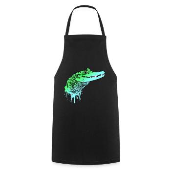 Krokodil Kroko Echse Alligator - Kochschürze - Schwarz - Vorne - AI Model Male 185 dark (185cm)