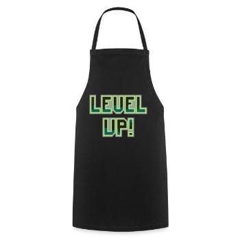Level Up (Pixel-Schriftzug) - Kochschürze - Schwarz - Vorne - AI Model Male 185 dark (185cm)