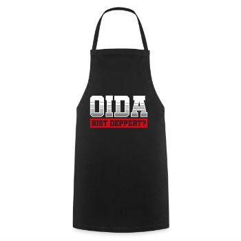 OIDA BIST DEPPERT | MÜNCHEN | MINGA | GESCHENK - Kochschürze - Schwarz - Vorne - AI Model Male 185 dark (185cm)