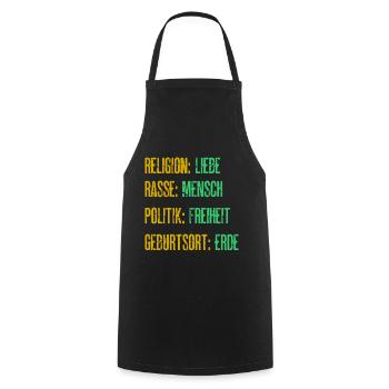 Religion Liebe Rasse Mensch Politik Freiheit - Kochschürze - Schwarz - Vorne - AI Model Male 185 dark (185cm)