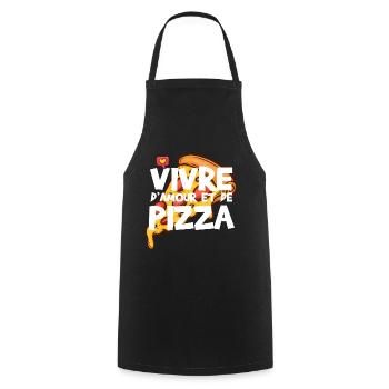 Humour pizza amour cadeau drôle pizzaïolo - Tablier de cuisine - noir - Devant - AI Model Male 185 dark (185cm)