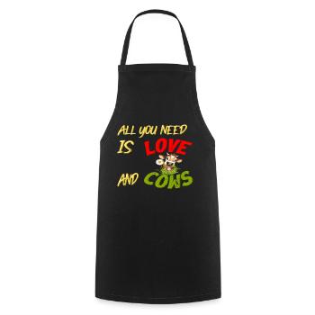 All you need is Love and Cows - Kochschürze - Schwarz - Vorne - AI Model Male 185 dark (185cm)