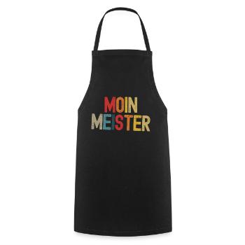 Moin Meister Retro Lustiger Spruch Arbeit Handwerk - Kochschürze - Schwarz - Vorne - AI Model Male 185 dark (185cm)