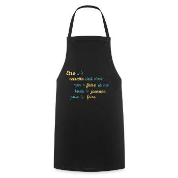 La retraite, Pour départ à la retraite d'un ami - Tablier de cuisine - noir - Devant - AI Model Male 185 dark (185cm)