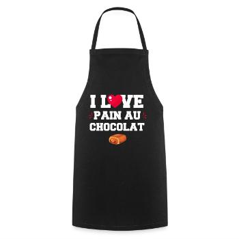 I Love pain au chocolat. cadeau humour - Tablier de cuisine - noir - Devant - AI Model Male 185 dark (185cm)